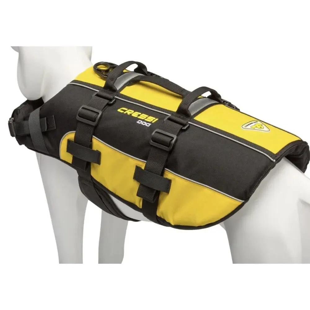 Cressi DLJ Dog Life Jacket Float Vest Black Yellow Size Large New - Picture 2 of 7
